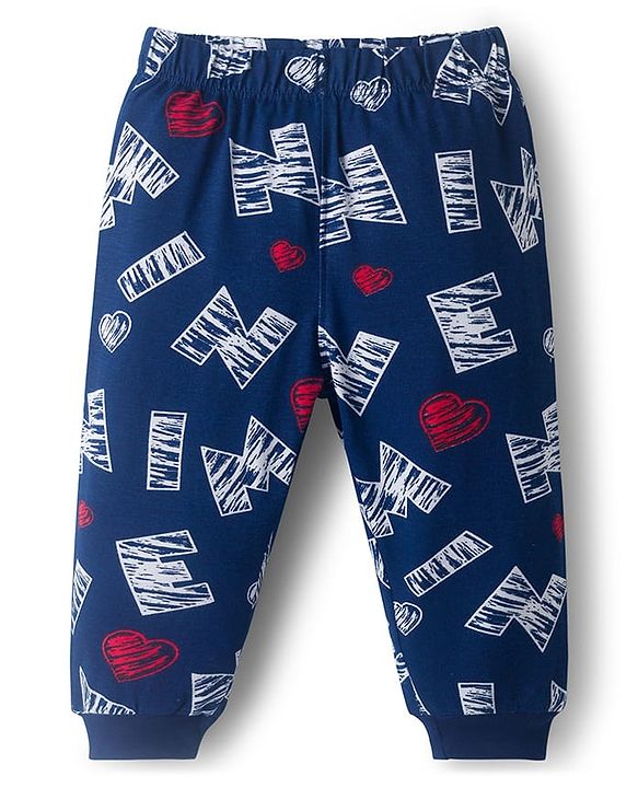 Babyhug Disney Single Jersey Knit Full Sleeves Night Suit With Minnie Mouse Graphics Pack Of 2 - Red & Navy Blue