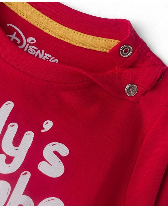 Babyhug Disney Single Jersey Knit Full Sleeves Night Suit With Minnie Mouse Graphics Pack Of 2 - Red & Navy Blue