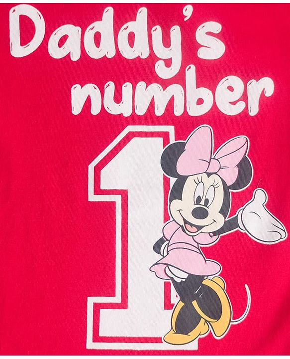 Babyhug Disney Single Jersey Knit Full Sleeves Night Suit With Minnie Mouse Graphics Pack Of 2 - Red & Navy Blue
