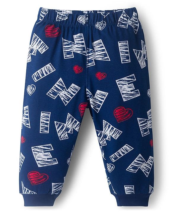 Babyhug Disney Single Jersey Knit Full Sleeves Night Suit With Minnie Mouse Graphics Pack Of 2 - Red & Navy Blue