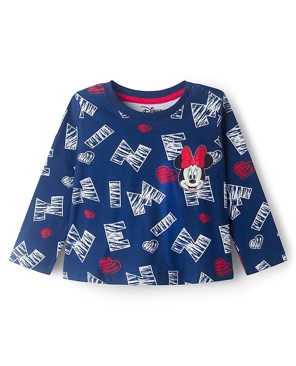 Babyhug Disney Single Jersey Knit Full Sleeves Night Suit With Minnie Mouse Graphics Pack Of 2 - Red & Navy Blue