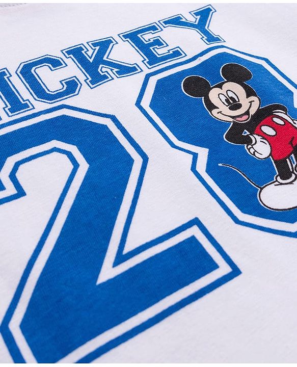 Babyhug Disney Single Jersey Knit Full Sleeves Night Suit With Mickey Mouse Graphics - White