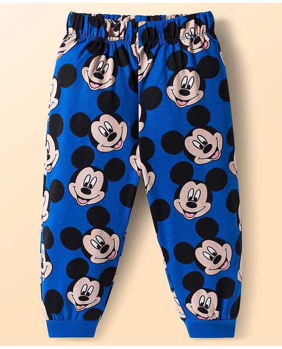 Babyhug Disney Single Jersey Knit Full Sleeves Night Suit With Mickey Mouse Graphics - White