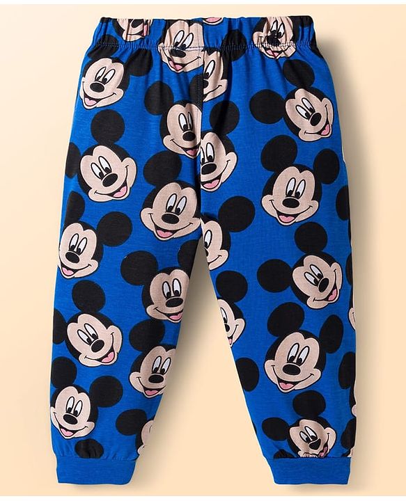 Babyhug Disney Single Jersey Knit Full Sleeves Night Suit With Mickey Mouse Graphics - White