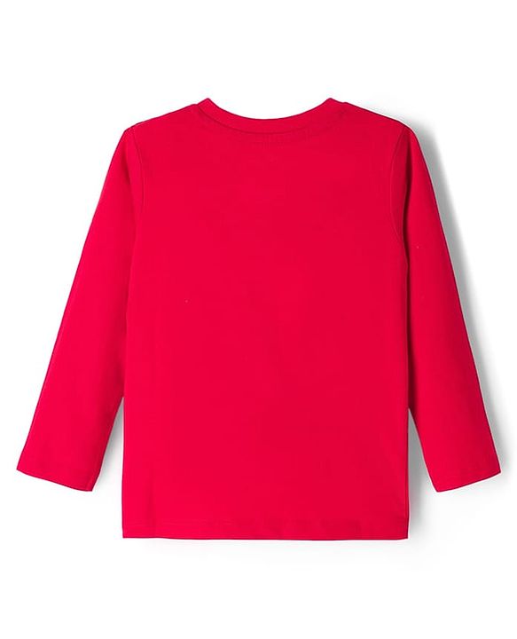 Babyhug Disney Single Jersey Knit Full Sleeves Night Suit With Mickey Mouse Graphics - Red & Navy Blue