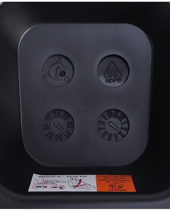 Babyhug ISOFIX Booster Seat | Forward Facing (2236kg) | Age group 3 (6 - 12 year Old) ECE R44/04 |Black & Grey