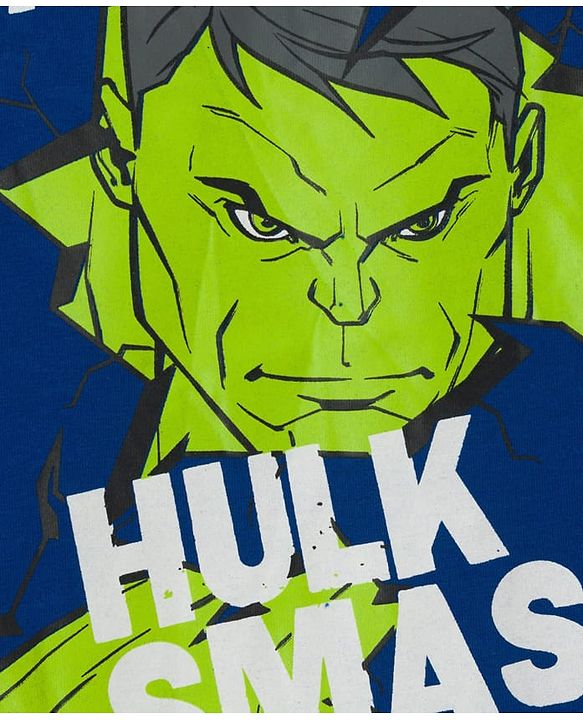 Pine Kids Single Jersey Knit Full Sleeves Night Suit With Hulk Graphics - Navy Blue & Green