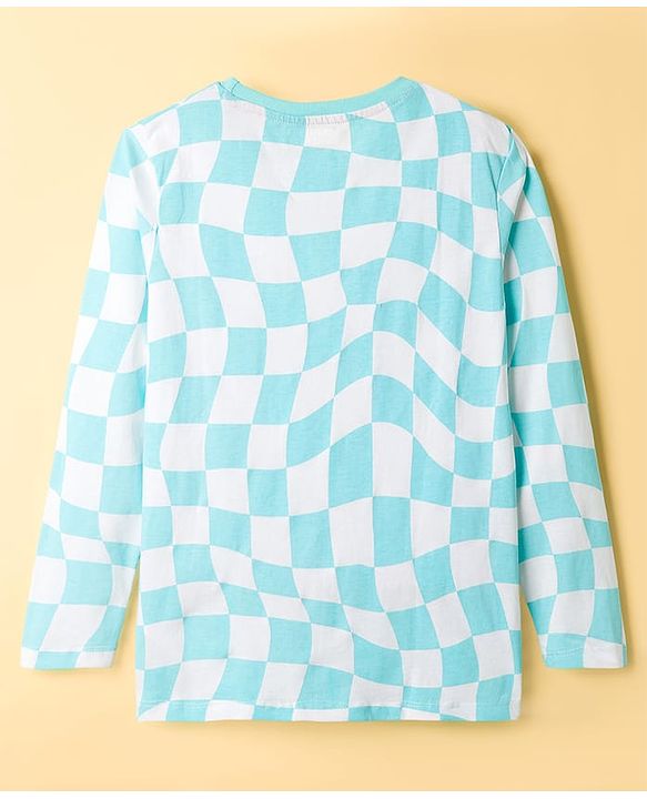 Pine Kids Disney Single Jersey Knit Full Sleeves Night Suit With Stitch Graphics - Light Blue