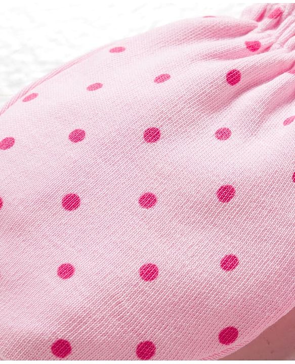 Babyhug 100% Cotton Knit  Mittens & Booties Set with Polka Dot Print - Pink