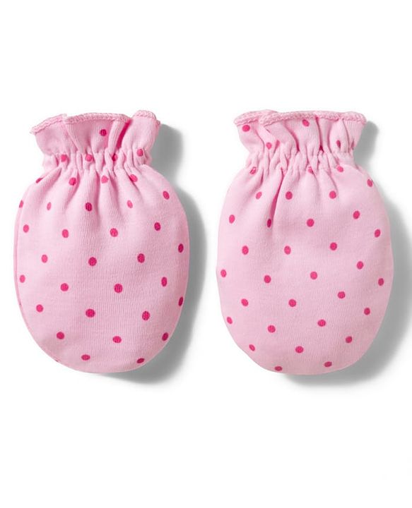 Babyhug 100% Cotton Knit  Mittens & Booties Set with Polka Dot Print - Pink