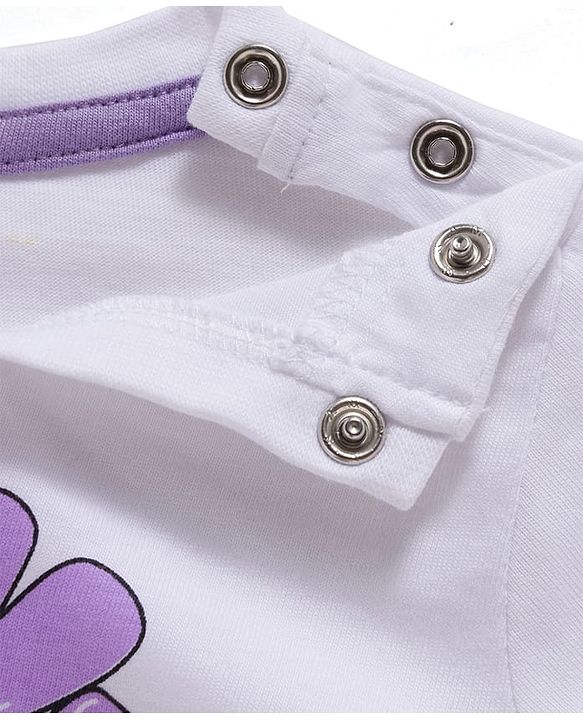 Babyhug Disney Single Jersey Knit Full Sleeves Night Suit with Minnie Mouse Graphic - Purple