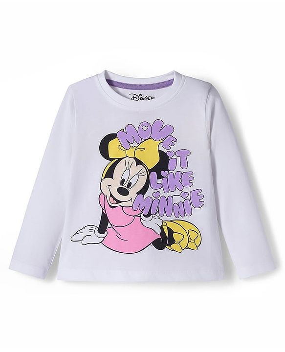 Babyhug Disney Single Jersey Knit Full Sleeves Night Suit with Minnie Mouse Graphic - Purple