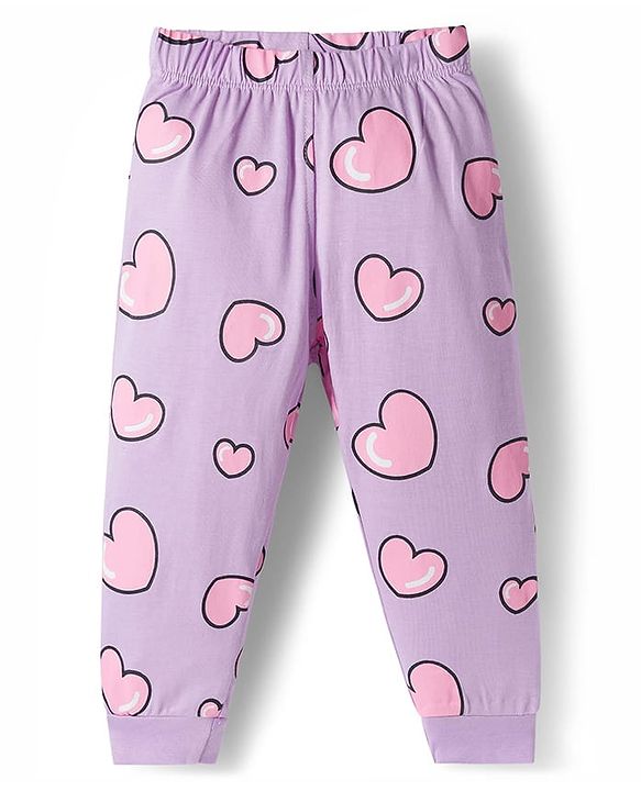 Babyhug Disney Single Jersey Knit Full Sleeves Night Suit with Minnie Mouse Graphic - Purple