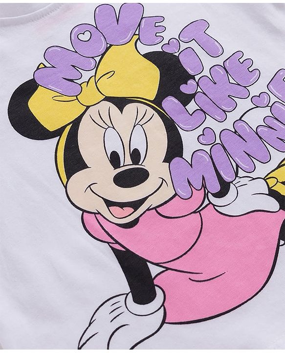 Babyhug Disney Single Jersey Knit Full Sleeves Night Suit with Minnie Mouse Graphic - Purple