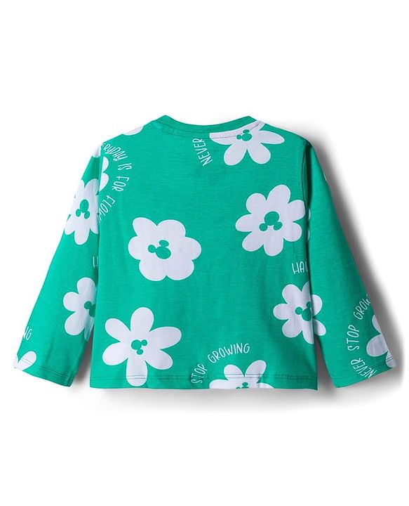 Babyhug Disney Single Jersey Knit Full Sleeves Night Suit With Minnie Mouse Print - Green