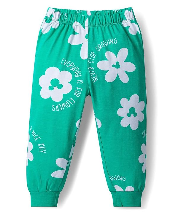 Babyhug Disney Single Jersey Knit Full Sleeves Night Suit With Minnie Mouse Print - Green