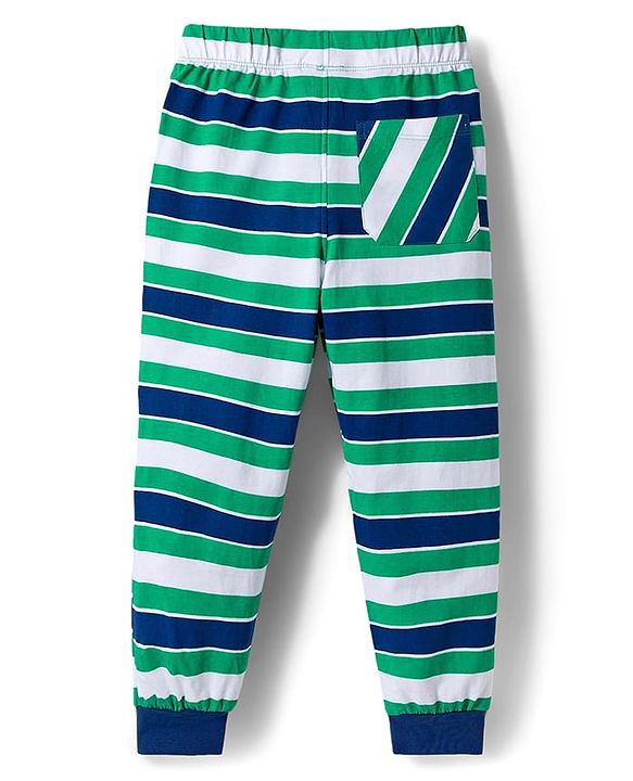 Pine Kids Marvel Single Jersey Knit Full Sleeves Night Suit with Captain America Graphic & Stripes - Green