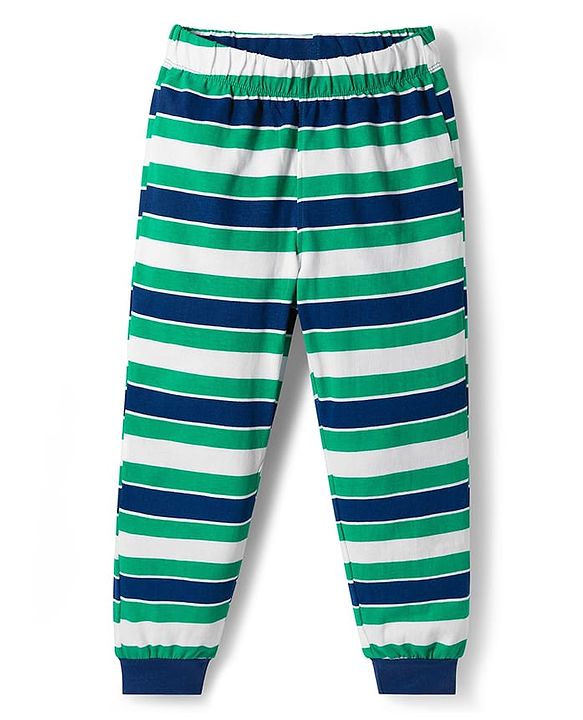 Pine Kids Marvel Single Jersey Knit Full Sleeves Night Suit with Captain America Graphic & Stripes - Green