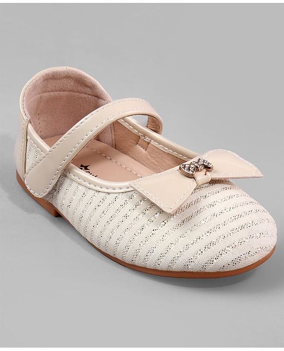 Cute Walk by Babyhug Ballerina with Bow Applique and Velcro Closure - Beige