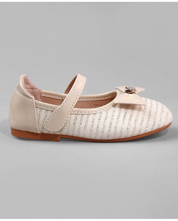 Cute Walk by Babyhug Ballerina with Bow Applique and Velcro Closure - Beige
