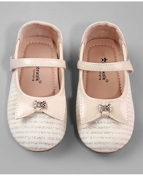 Cute Walk by Babyhug Ballerina with Bow Applique and Velcro Closure - Beige