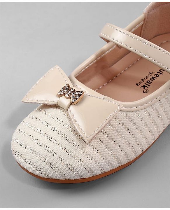 Cute Walk by Babyhug Ballerina with Bow Applique and Velcro Closure - Beige