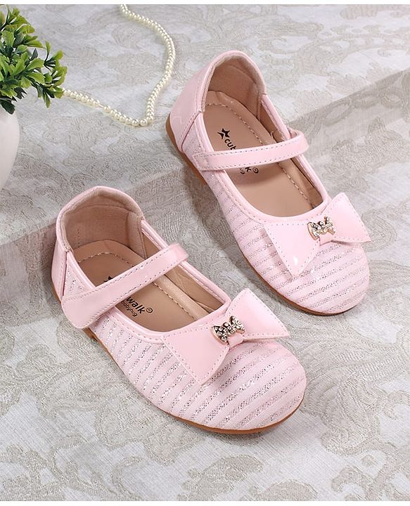 Cute Walk by Babyhug Ballerina with Bow Applique and Velcro Closure - Beige