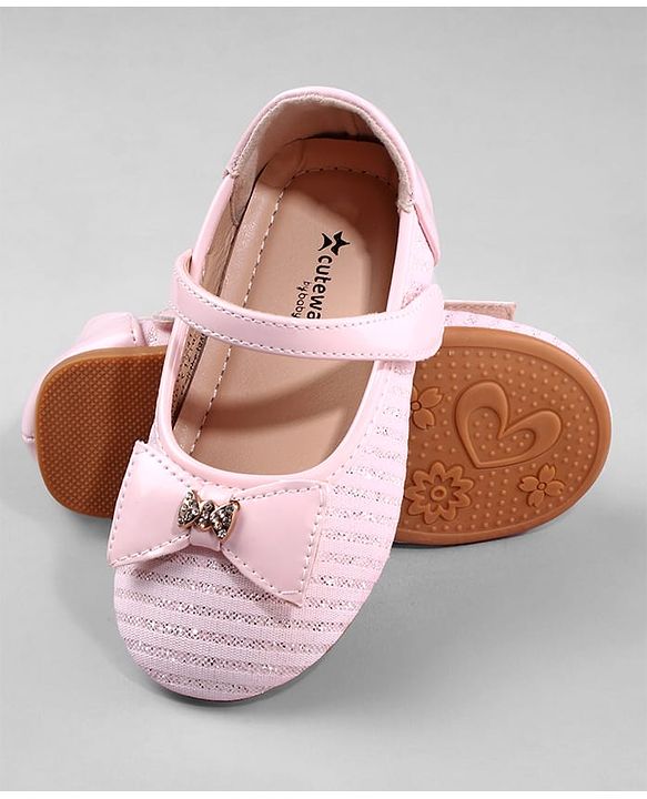 Cute Walk by Babyhug Ballerina with Bow Applique and Velcro Closure - Beige