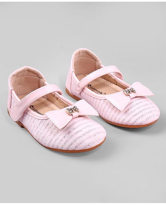 Cute Walk by Babyhug Ballerina with Bow Applique and Velcro Closure - Beige