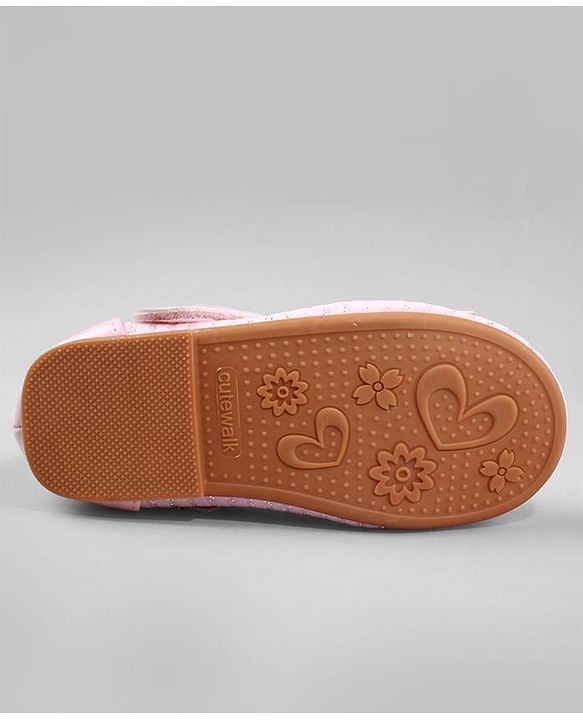 Cute Walk by Babyhug Ballerina with Bow Applique and Velcro Closure - Beige