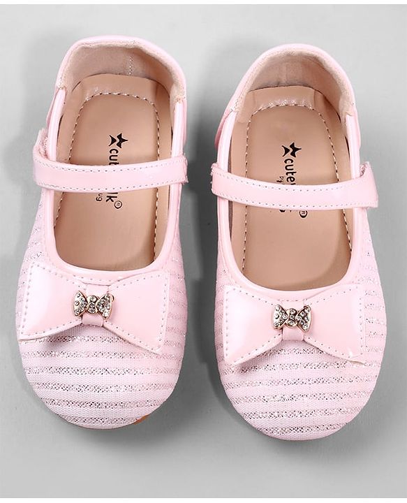 Cute Walk by Babyhug Ballerina with Bow Applique and Velcro Closure - Beige