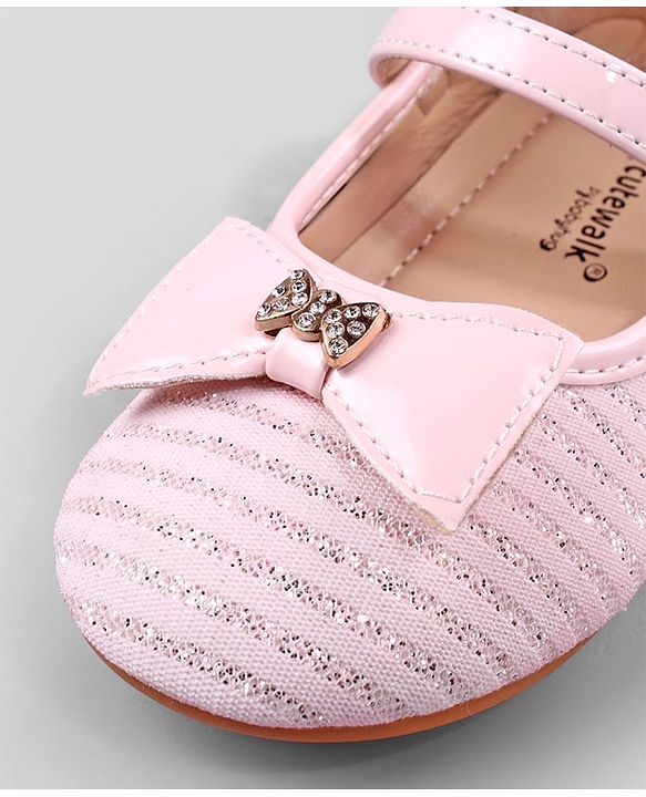 Cute Walk by Babyhug Ballerina with Bow Applique and Velcro Closure - Beige