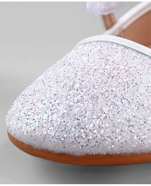 Cute Walk by Babyhug Ballerina with Pearl & Bow Applique Velcro Closure - White