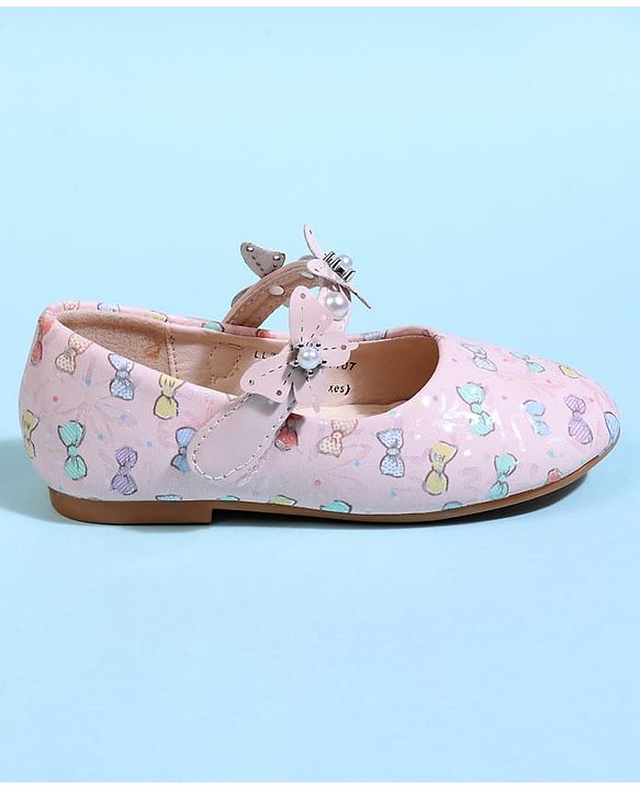 Cute Walk by Babyhug Velcro Closure Ballerina With Bow Print & Butterfly Applique - White