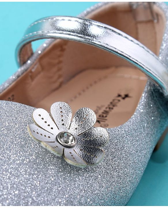 Cute Walk by Babyhug Ballerina with Floral Applique - Silver