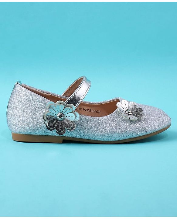 Cute Walk by Babyhug Ballerina with Floral Applique - Silver