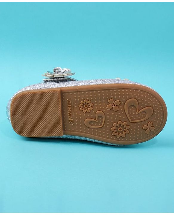 Cute Walk by Babyhug Ballerina with Floral Applique - Silver