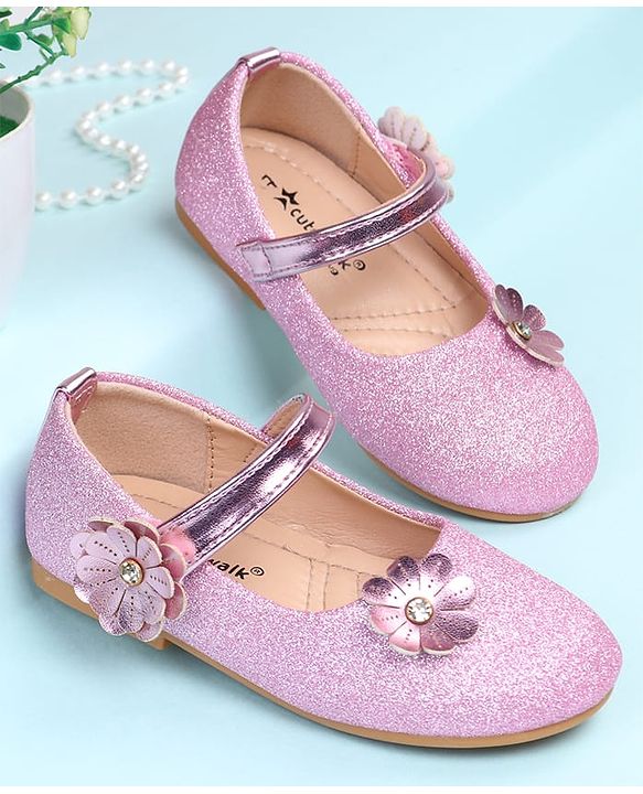 Cute Walk by Babyhug Ballerina with Floral Applique - Silver