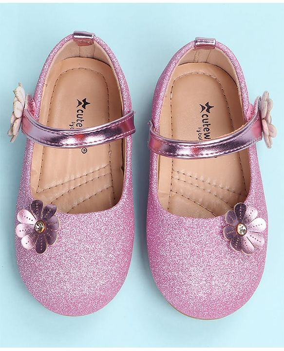 Cute Walk by Babyhug Ballerina with Floral Applique - Silver