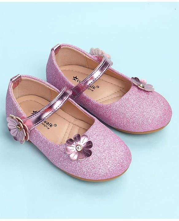 Cute Walk by Babyhug Ballerina with Floral Applique - Silver