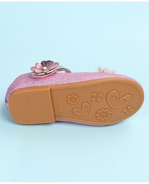 Cute Walk by Babyhug Ballerina with Floral Applique - Silver
