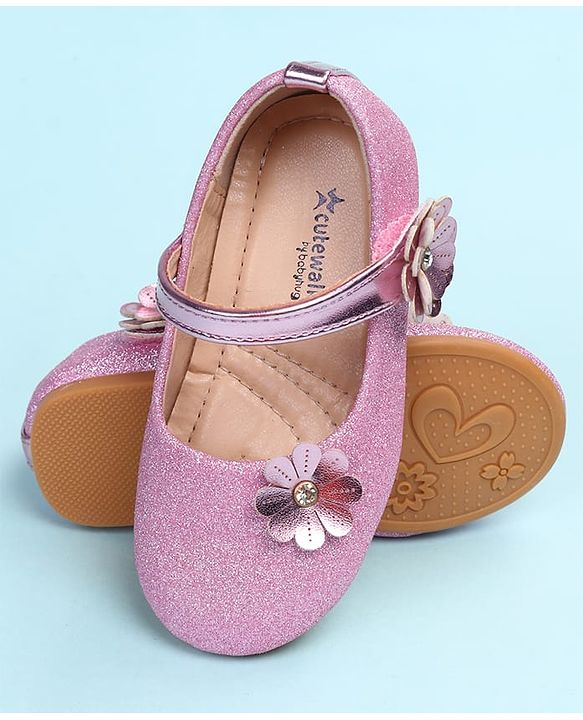 Cute Walk by Babyhug Ballerina with Floral Applique - Silver