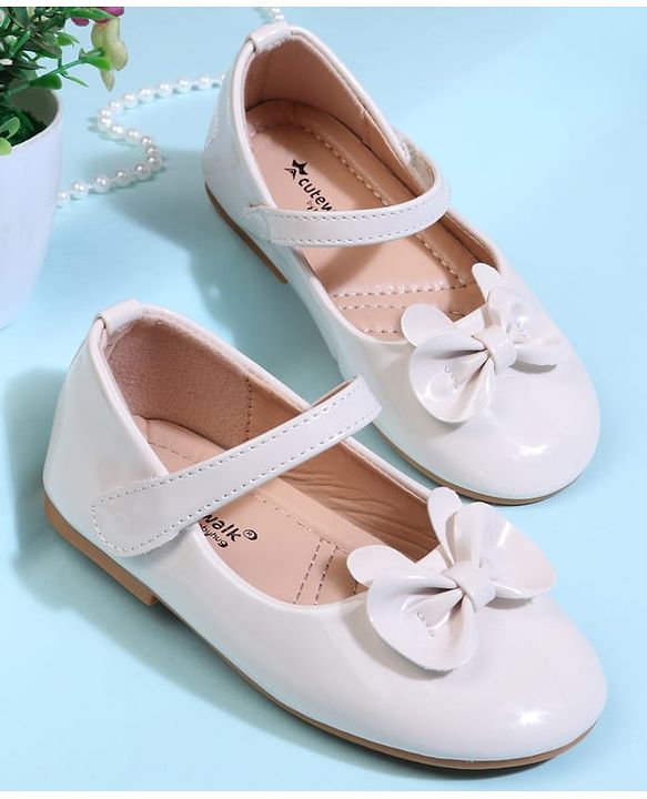Cute Walk by Babyhug Velcro Closure Ballerina With Bow Applique - Beige