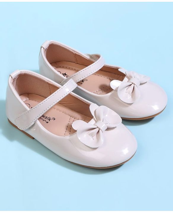 Cute Walk by Babyhug Velcro Closure Ballerina With Bow Applique - Beige