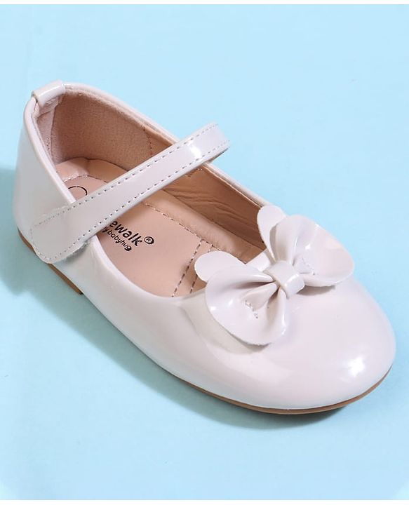 Cute Walk by Babyhug Velcro Closure Ballerina With Bow Applique - Beige