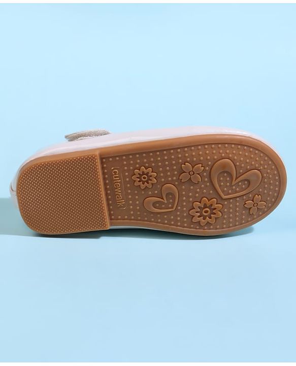 Cute Walk by Babyhug Velcro Closure Ballerina With Bow Applique - Beige