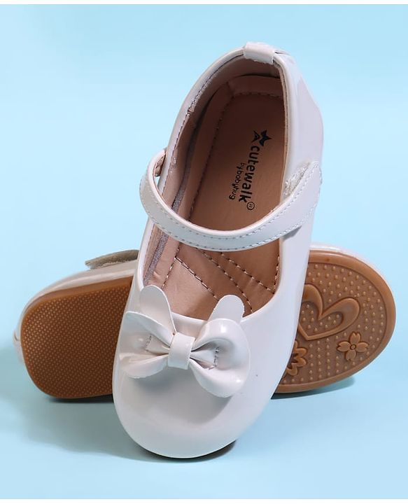 Cute Walk by Babyhug Velcro Closure Ballerina With Bow Applique - Beige
