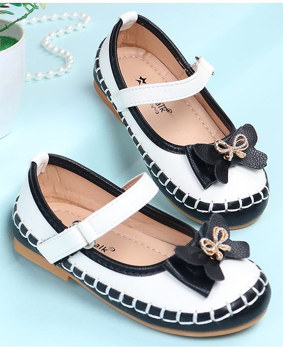 Cute Walk by Babyhug Velcro Closure Ballerina with Bow Applique - Black
