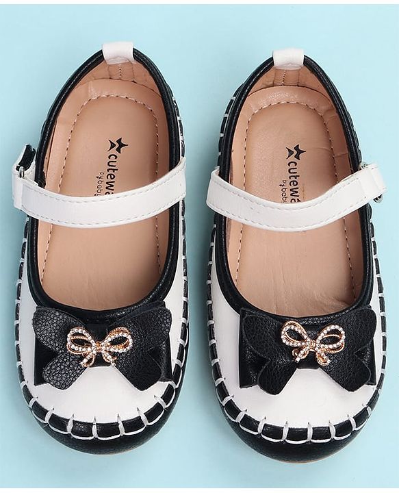 Cute Walk by Babyhug Velcro Closure Ballerina with Bow Applique - Black