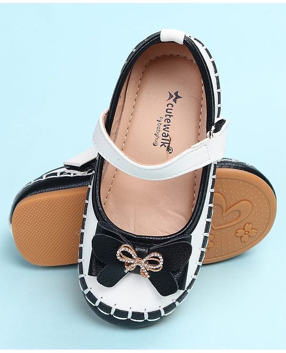 Cute Walk by Babyhug Velcro Closure Ballerina with Bow Applique - Black